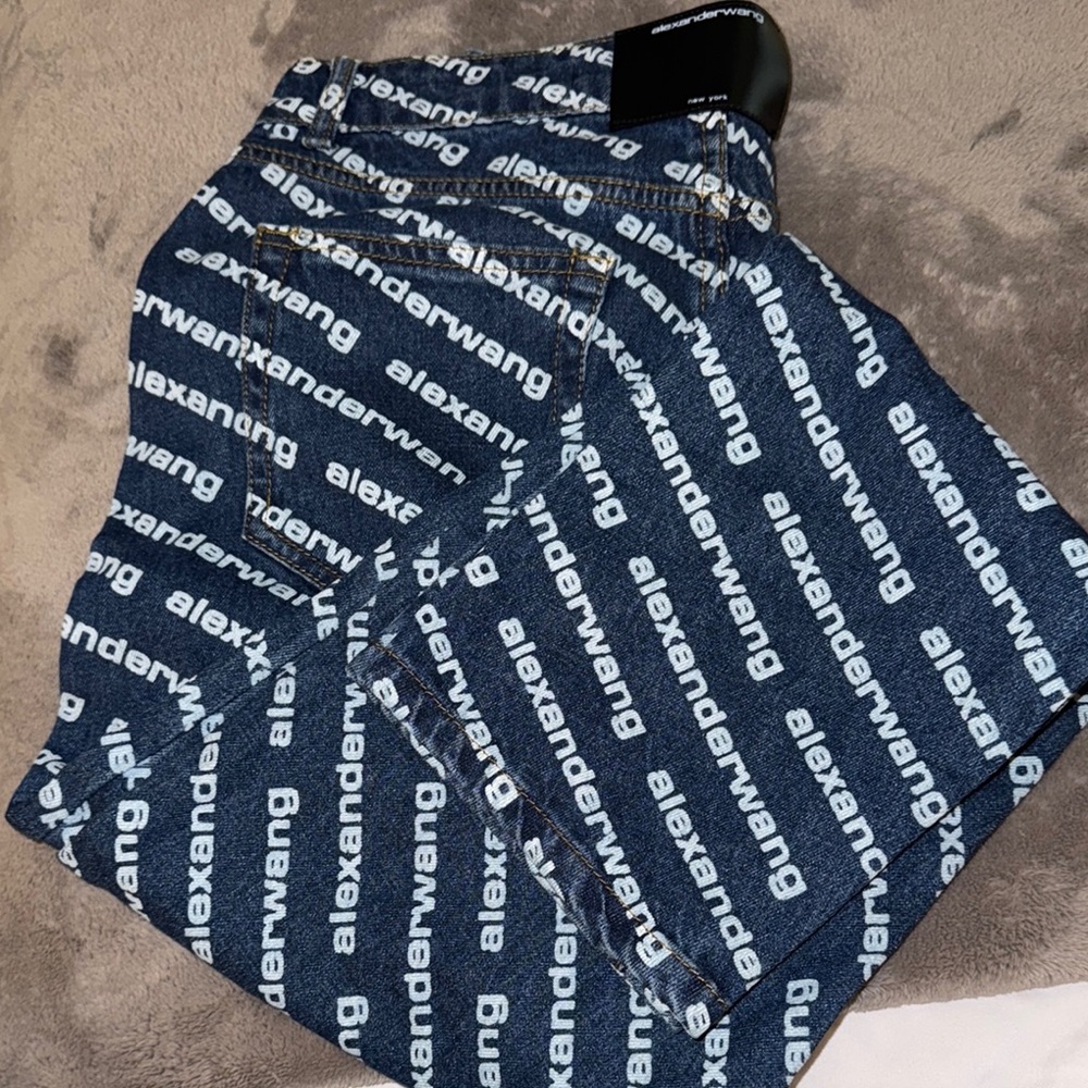 Alexander Wang Blue Logo Print Jeans
